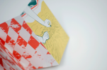 48 CENTIMÈTRES, série de petits leporellos édité par LES ÉDITIONS PROCHE, imprimé en sérigraphie troi couleurs recto-verso, 13 x 48 cm, 2016. Photographie de mon dépliant.