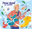 Illustration of the cover of Jean René's 3-CD box set: portrait with electric guitar and floating objects, black pencil drawing digitally colored.